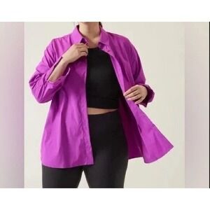 Athleta oversized‎ poplin shirt purple Women size: medium